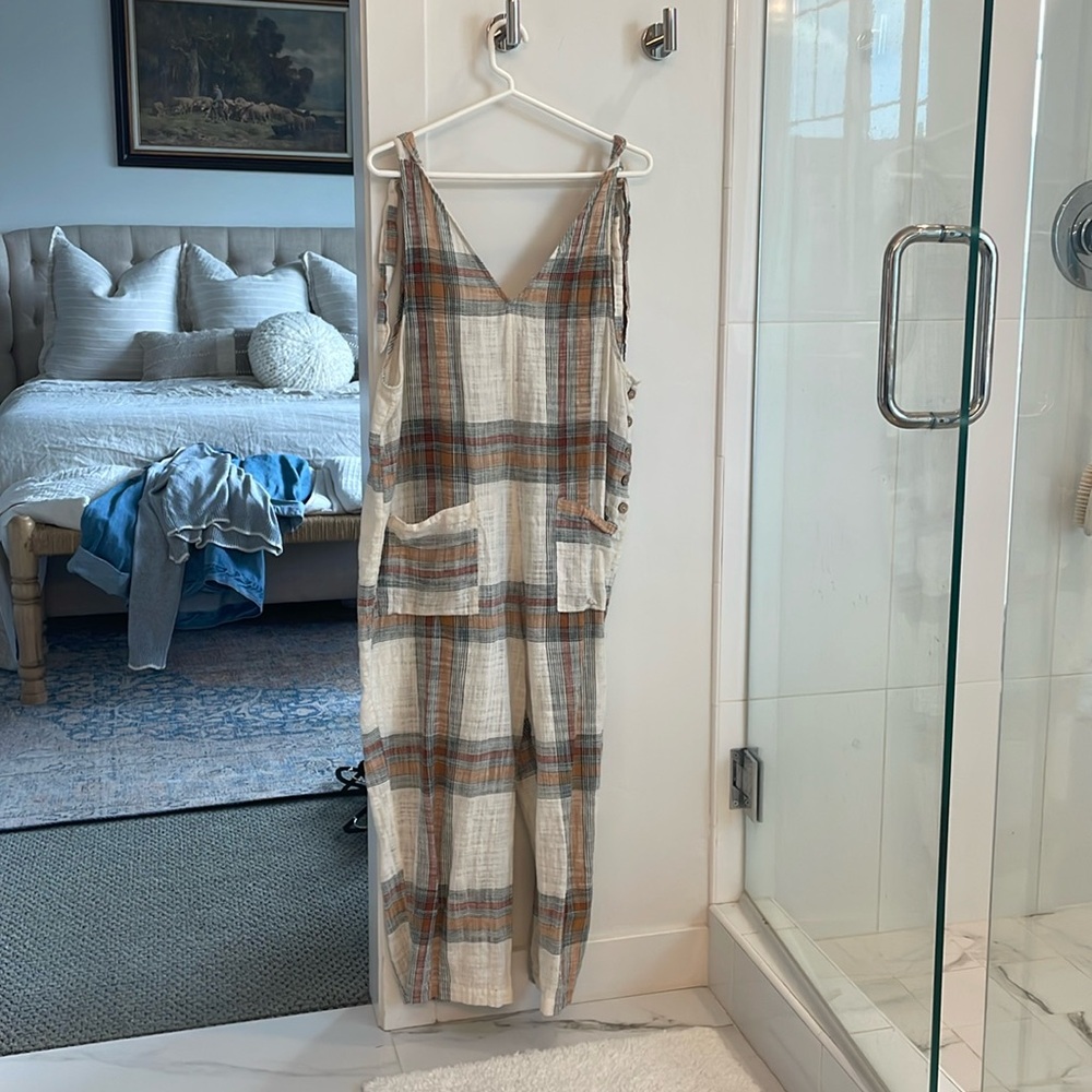 Free people plaid overalls / jumpsuit / romper